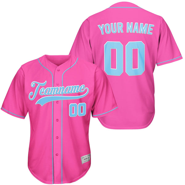 Custom Pink And Blue Baseball Jersey for Men and Toddler