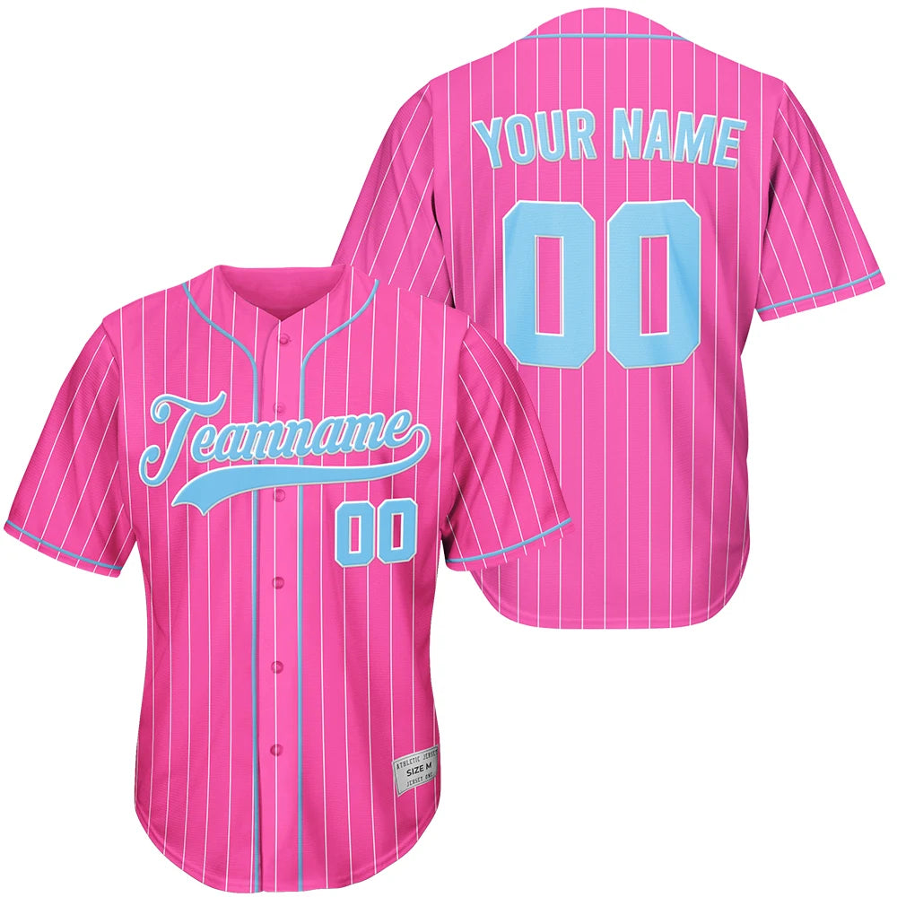 Custom Pink and Blue Baseball Jerseys