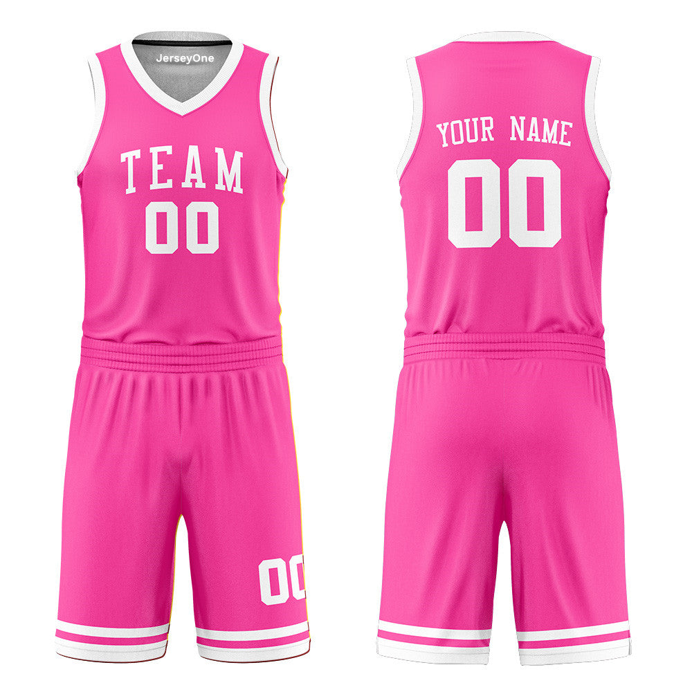 Custom Pink and White Reversible Basketball Jersey