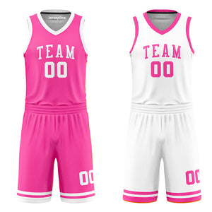 Custom Pink and White Reversible Basketball Jersey