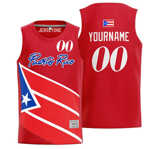 Custom Puerto Rico Basketball Jersey Red
