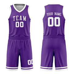 Custom Purple and White Reversible Basketball Jersey