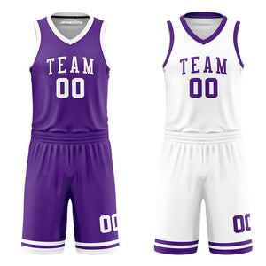 Custom Purple and White Reversible Basketball Jersey