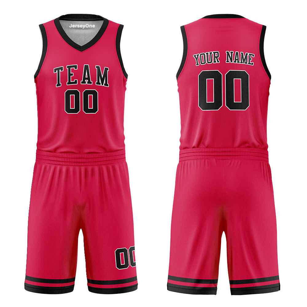 Custom Black and Red Reversible Basketball Jersey