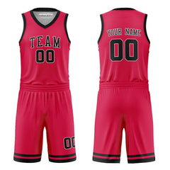 Custom Black and Red Reversible Basketball Jersey