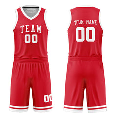 Custom Red and White Reversible Basketball Jersey