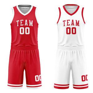 Custom Red and White Reversible Basketball Jersey