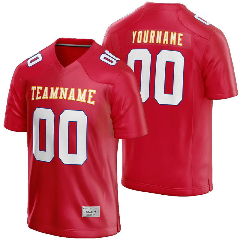 Custom Red White and Yellow Football Jersey for Men/Youth