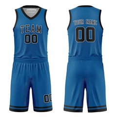 Custom Royal Blue and Black Reversible Basketball Jersey