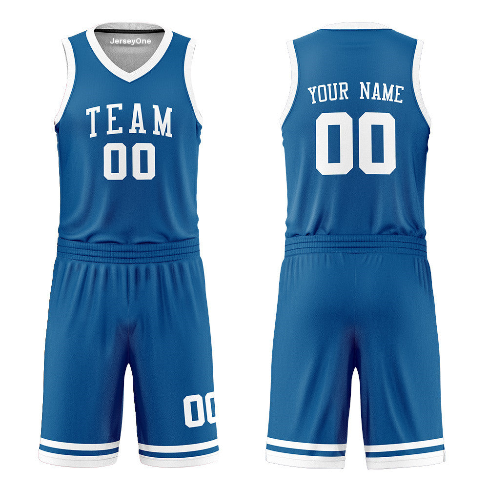 Custom Royal Blue and White Reversible Basketball Jersey