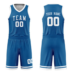 Custom Royal Blue and White Reversible Basketball Jersey