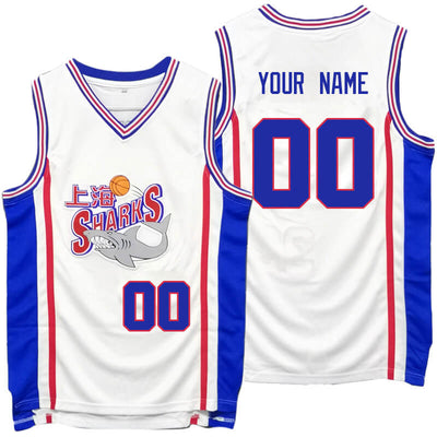 men's custom shanghai sharks white basketball jersey