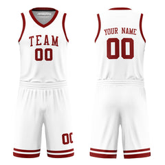 Custom Maroon and White Reversible Basketball Jersey