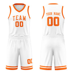 Custom Orange and White Reversible Basketball Jersey