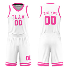 Custom Pink and White Reversible Basketball Jersey
