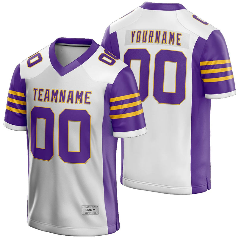 Custom White and Purple Football Jersey for Men/Youth