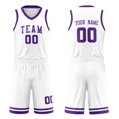 Custom Purple and White Reversible Basketball Jersey