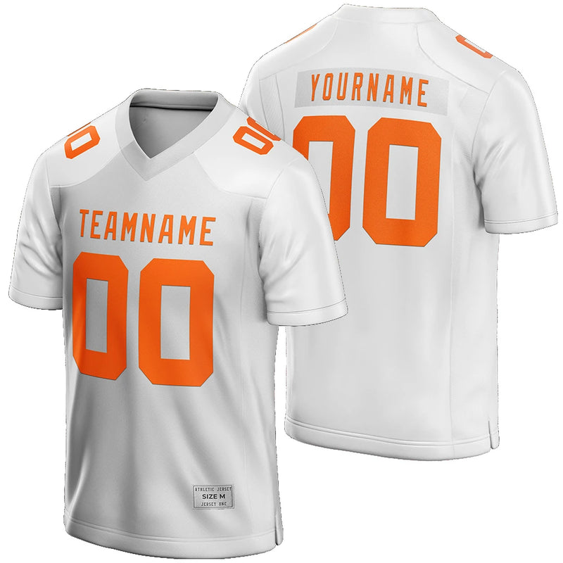 Custom White and Orange Football Jersey for Men/Youth