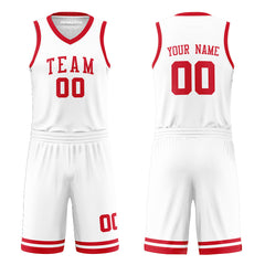 Custom Red and White Reversible Basketball Jersey
