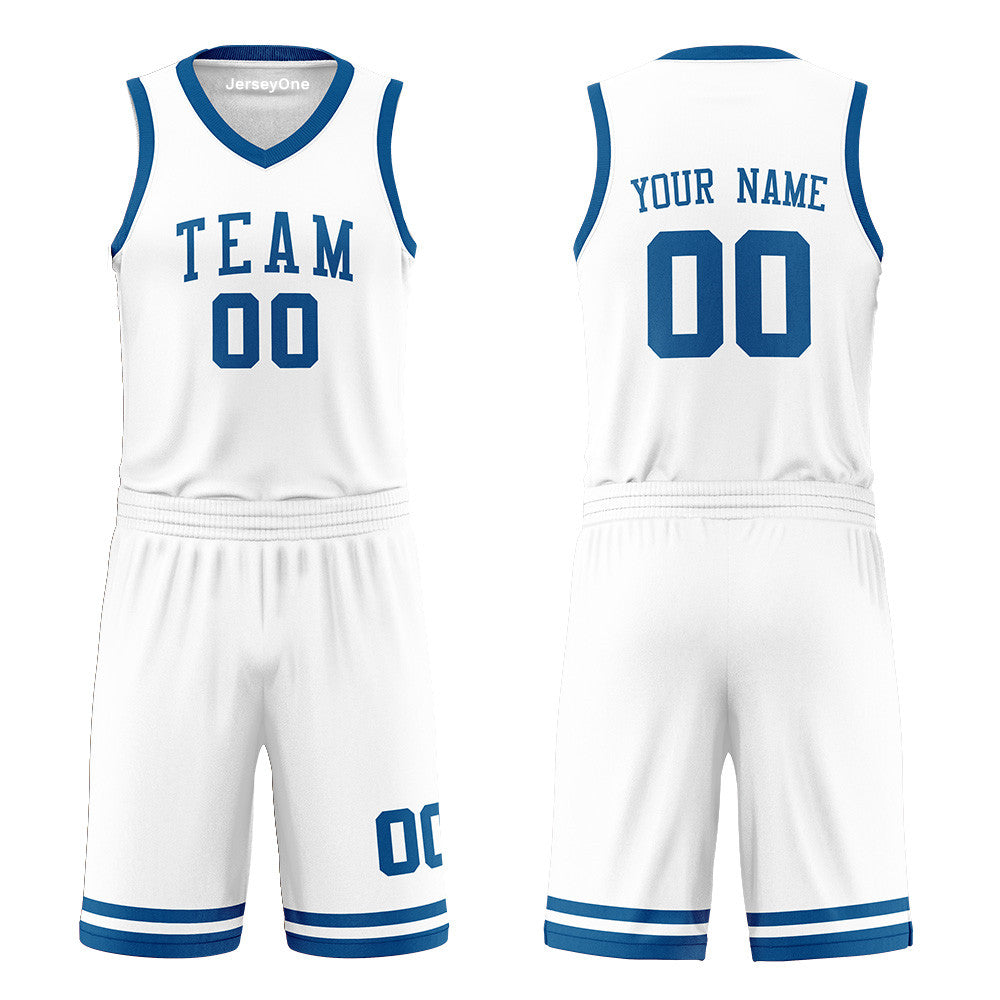 Custom Royal Blue and White Reversible Basketball Jersey