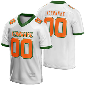 Custom White Orange and Green Football Jersey for Men/Youth