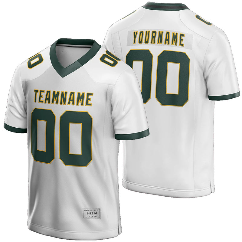 Custom White Green and Yellow Football Jersey for Men/Youth