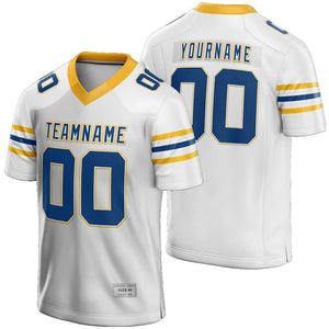 Custom White Navy and Yellow Football Jersey for Men/Youth