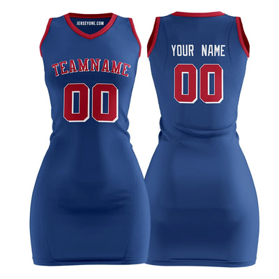 Custom Blue and Red Basketball Jersey Dress