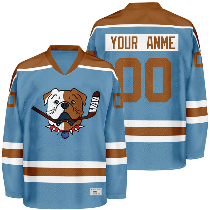 Custom Shoresy Sudbury Blueberry Bulldogs Hockey Jersey