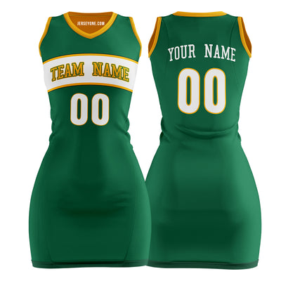 Custom Green and Yellow Basketball Jersey Dress
