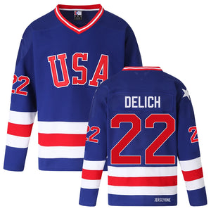 Dave Delich 1980 USA Hockey Jersey Blue | Miracle on Ice Sweater