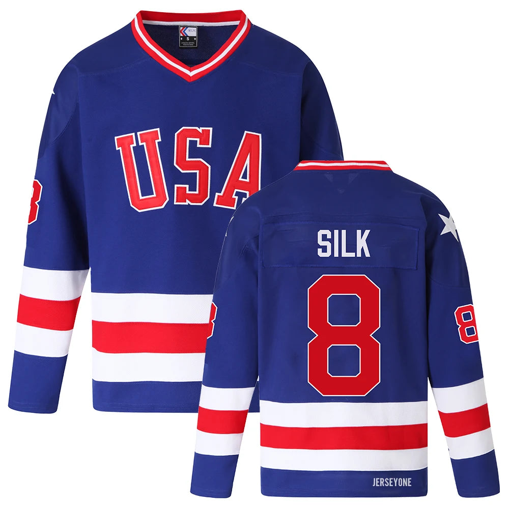 Dave Silk Throwback 1980 US Olympic Hockey Jersey #8