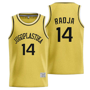Dino Radja Jugoplastika #14 Yellow High School Basketball Jersey
