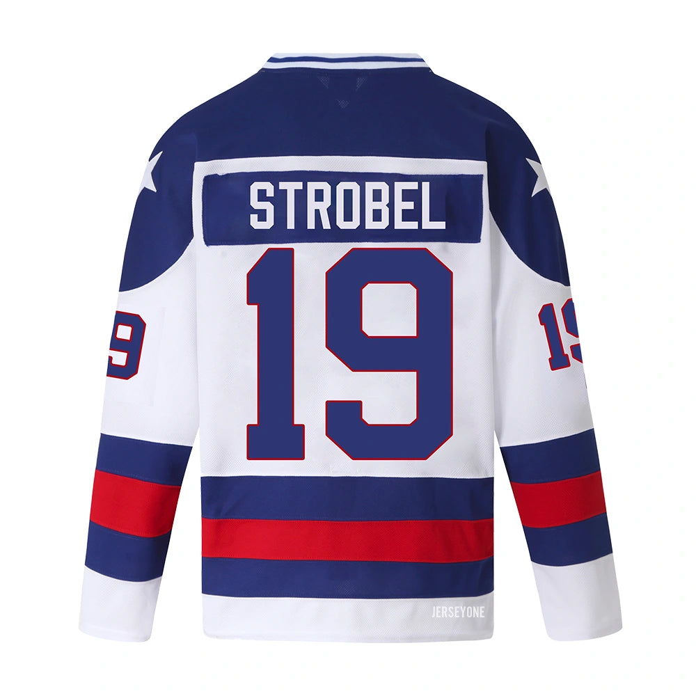 Eric Strobel #19 USA Olympic Hockey Jersey 1980