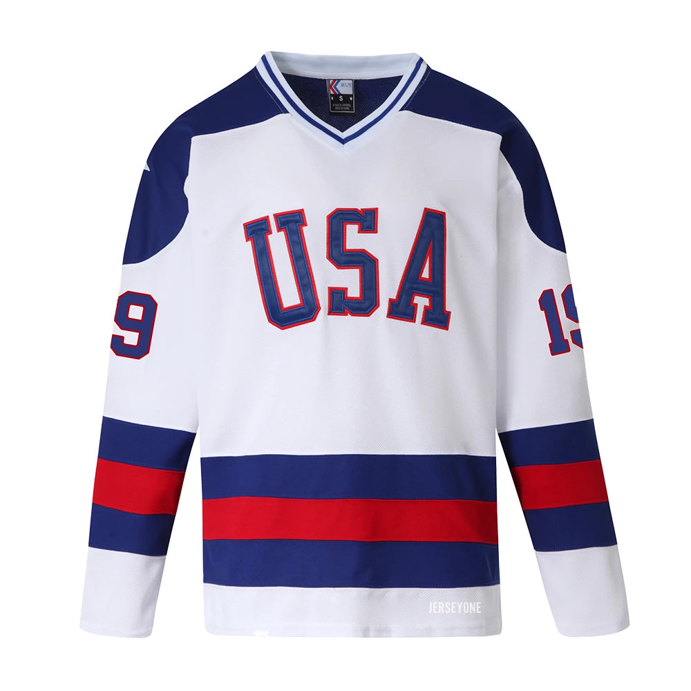 Eric Strobel #19 USA Olympic Hockey Jersey 1980