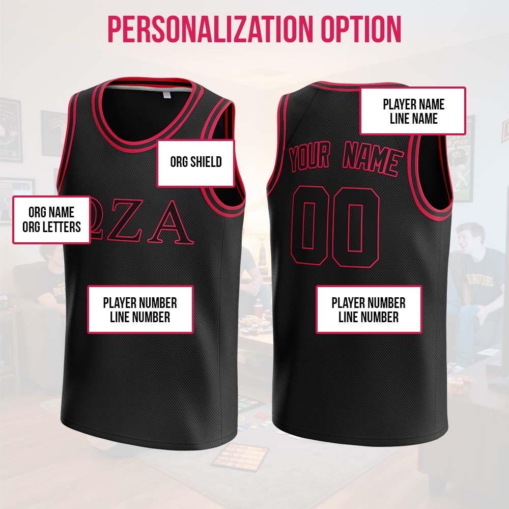 Custom Black and Red Fraternity Basketball Jersey