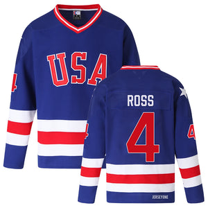 Gary Ross 1980 USA Miracle On Ice Hockey Jersey Blue