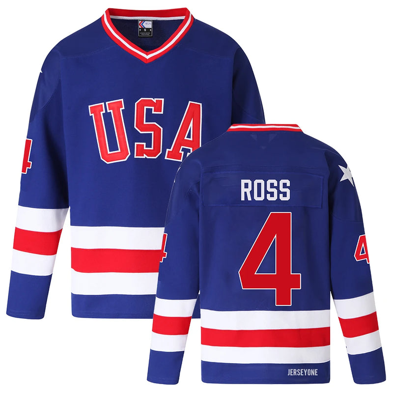 Gary Ross 1980 USA Miracle On Ice Hockey Jersey Blue