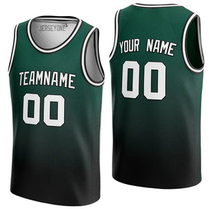 Men's Green And Black Gradient Custom Basketball Jersey