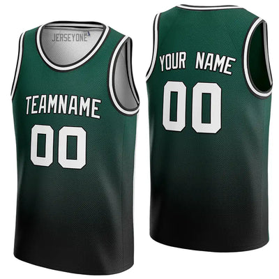 Men's Green And Black Gradient Custom Basketball Jersey