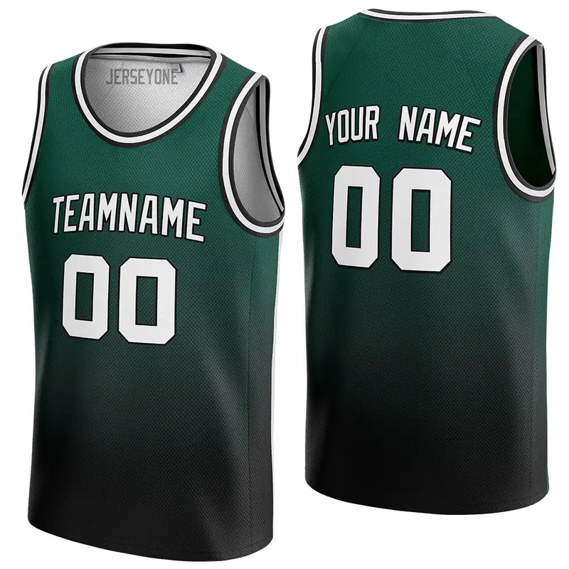 Men's Green And Black Gradient Custom Basketball Jersey