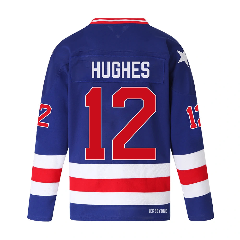 Jack Hughes #12 1980 Team USA Hockey Jersey | Miracle On Ice Sweater