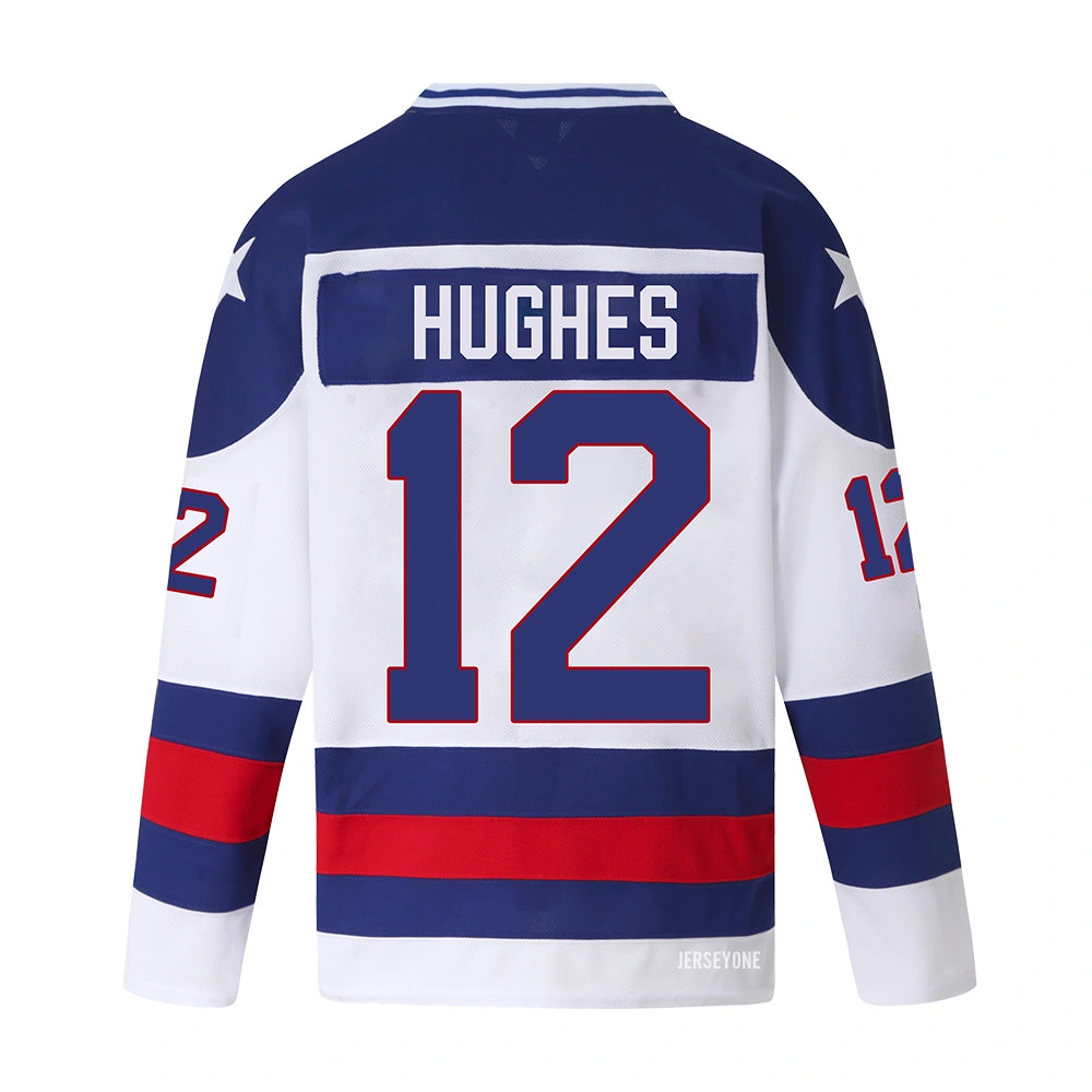 Jack Hughes #12 1980 Team USA Hockey Jersey | Miracle On Ice Sweater