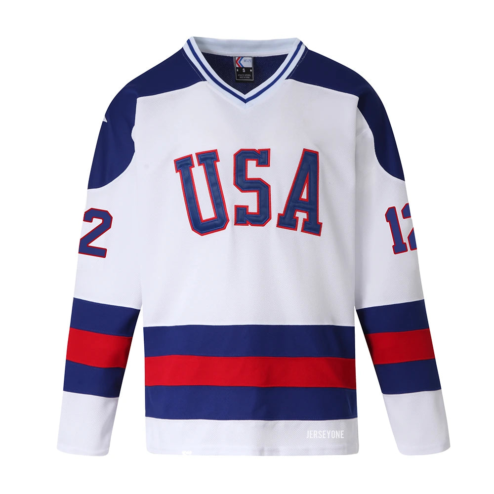 Jack Hughes #12 1980 Team USA Hockey Jersey | Miracle On Ice Sweater