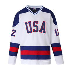 Jack Hughes #12 1980 Team USA Hockey Jersey | Miracle On Ice Sweater