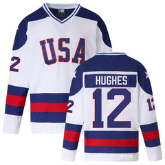 Jack Hughes #12 1980 Team USA Hockey Jersey | Miracle On Ice Sweater