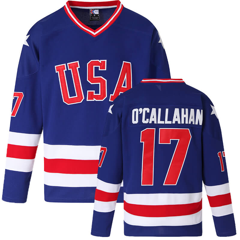 Jack O'Callahan #17 throwback blue usa hockey jersey for men, women and youth 