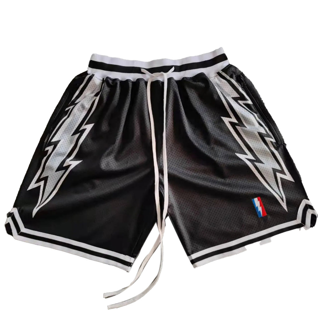 Men's Thunder Printed Graphic Basketball Shorts with Zipper Pockets