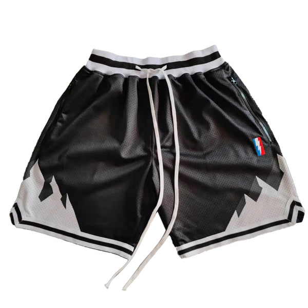 Mountain Printed Streetwear Basketball Shorts with Zipper Pockets