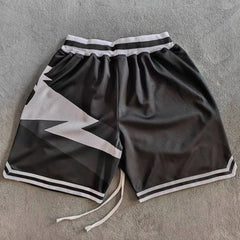 Men's Sun Printed Graphic Basketball Shorts with Zipper Pockets